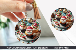 Cupcakes Keychain Sublimation - Christmas Keychain PNG Product Image 1