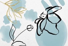 Fine Line Floral, Blue Watercolour Clipart Product Image 4