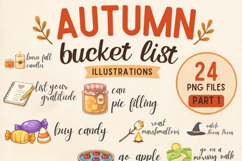 Autumn Bucket List PNG Bundle | 24 Fall Activity Clipart Product Image 1