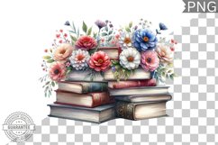 Books Flowers Sublimation- Clipart PNG Design Product Image 1