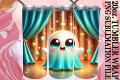 Joyful Escape 20oz tumbler wrap, 3D Cute Ghost Product Image 1