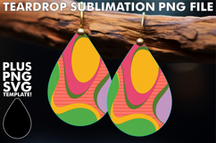 Colorful Teardrop Earrings Art PNG, Funky Pattern Product Image 1