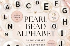 Pearl Bead Alphabet PNG Bundle | Elegant A-Z Letter Bead Product Image 1