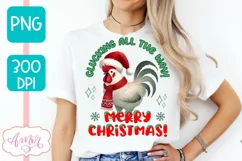 Merry Christmas sublimation PNG, Christmas rooster PNG Product Image 2