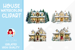 4 Cozy Watercolor House Clipart Product Image 1