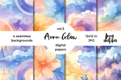 Aura Glow Pastels Digital Paper Watercolor Seamless Pattern Product Image 1
