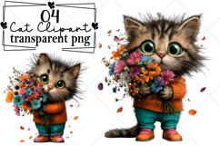 Whimsical Cat Clipart Watercolor PNG Product Image 1