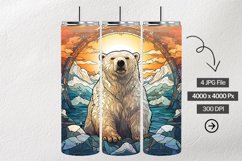 Polar Bear Stained Glass Square Coaster - 4 Variation Product Image 1