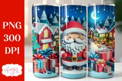 Christmas 3D tumbler wrap for sublimation, Santa tumbler PNG Product Image 1