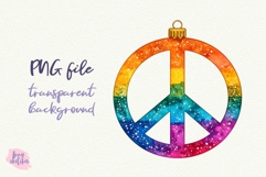 Retro Hippy Peace Sign Christmas Ornament Clipart Disco Product Image 2