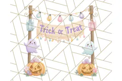 Pastel Halloween Town PNG Clipart, Spooky Shops & Homes Png Product Image 4