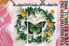 Spring Butterfly Tumbler Wrap - 20oz 3D Floral Product Image 1