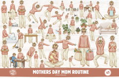 Mothers Day Mom Routine Clipart Product Image 1