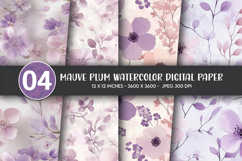 Mauve Plum Watercolor Digital Paper Product Image 1