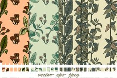Botanical abstract plants seamless patterns with wildflowers Product Image 1