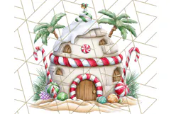 Christmas Penguins The Beach Clipart PNG, Tropical Holiday Product Image 4
