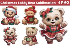 Christmas Teddy Bear Sublimation Clipart Bundle PNG Product Image 3