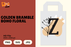 Golden Bramble Boho Floral Monogram Product Image 1