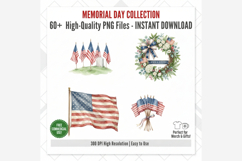 Watercolor Memorial Day Clipart Bundle | Patriotic PNG Product Image 13