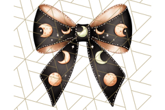 Muted Halloween Bow Clipart, Fall Ribbon PNG Autumn Hair Bow Product Image 4