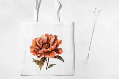 Watercolor Terracotta Flowers Clipart, PNG. Product Image 3
