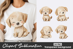Cute Brown Puppy Watercolor Clipart Sublimation PNG Product Image 1