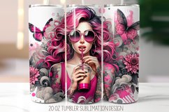 Floral Girl Tumbler Sublimation Design | 20oz Skinny Tumbler Product Image 1