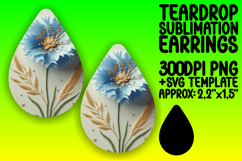 Artful Teardrop Earrings Template Art , 3D Flower Product Image 1