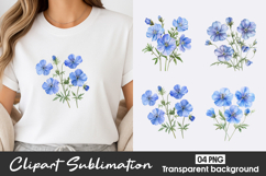 Blue Floral Watercolor Clipart PNG Product Image 1