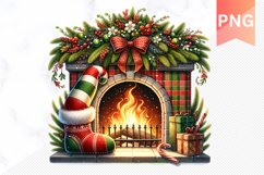 Christmas Fireplace- Clipart PNG Design Product Image 1