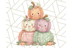Kawaii Halloween Clipart Cute Kids and Candy Elements Png Product Image 4