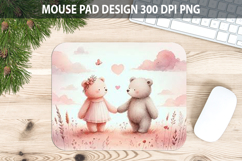 Watercolor Bear Mouse Pad Sublimation - Valentines PNG Product Image 1