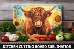 Highland Cow With Sunflowers Cutting Board Product Image 1