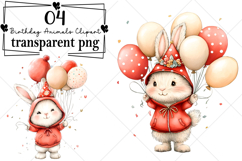 Whimsical Birthday Animals Clipart Watercolor PNG Product Image 1