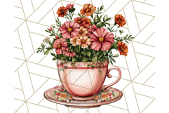 Vintage Floral Teacup Clipart PNG, Blooming Teacups Clip Art Product Image 4