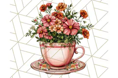 Vintage Floral Teacup Clipart PNG, Blooming Teacups Clip Art Product Image 4