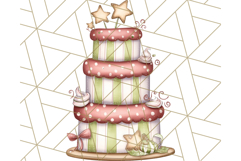 Christmas Cake Clipart PNG, Cottagecore Holiday Desserts Product Image 4