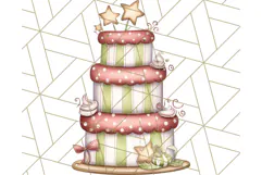 Christmas Cake Clipart PNG, Cottagecore Holiday Desserts Product Image 4