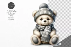 Christmas clipart, Teddy bear clipart, Winter clipart Product Image 1