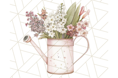 Watering Can Flowers PNG, Rustic Floral Watercolor Clipart Product Image 5
