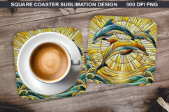 Dolphin Coaster Sublimation, Summer Coaster PNG Design Product Image 1