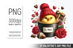 Cute Chicken PNG, Valentine&#039;s Day Sublimation PNG Product Image 1