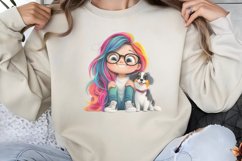 Colorful Girl Dog Clipart PNG Product Image 1