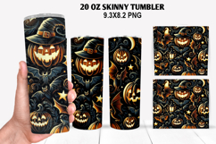 Pumpkin Skinny Tumbler 20oz Wrap Design, Halloween Tumbler Product Image 1