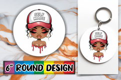 Blissful Keychain Circle PNG Style, Black Woman Product Image 1