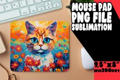 Cute Floral Kitty Mouse Pad for Sublimation PNG Product Image 1