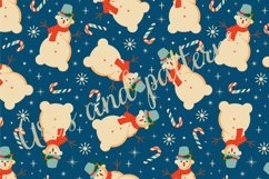 Blue Christmas pattern with Snowman |Retro Christmas pattern Product Image 2