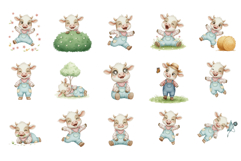 Spring Farmer Cow Clipart Product Image 6