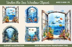 Under the Sea Window Clipart PNG Product Image 1