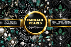Emerald Pearls Digital Papers - 04 variations Product Image 1